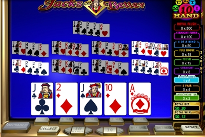 Multihand Video Poker without download at Casino Classic